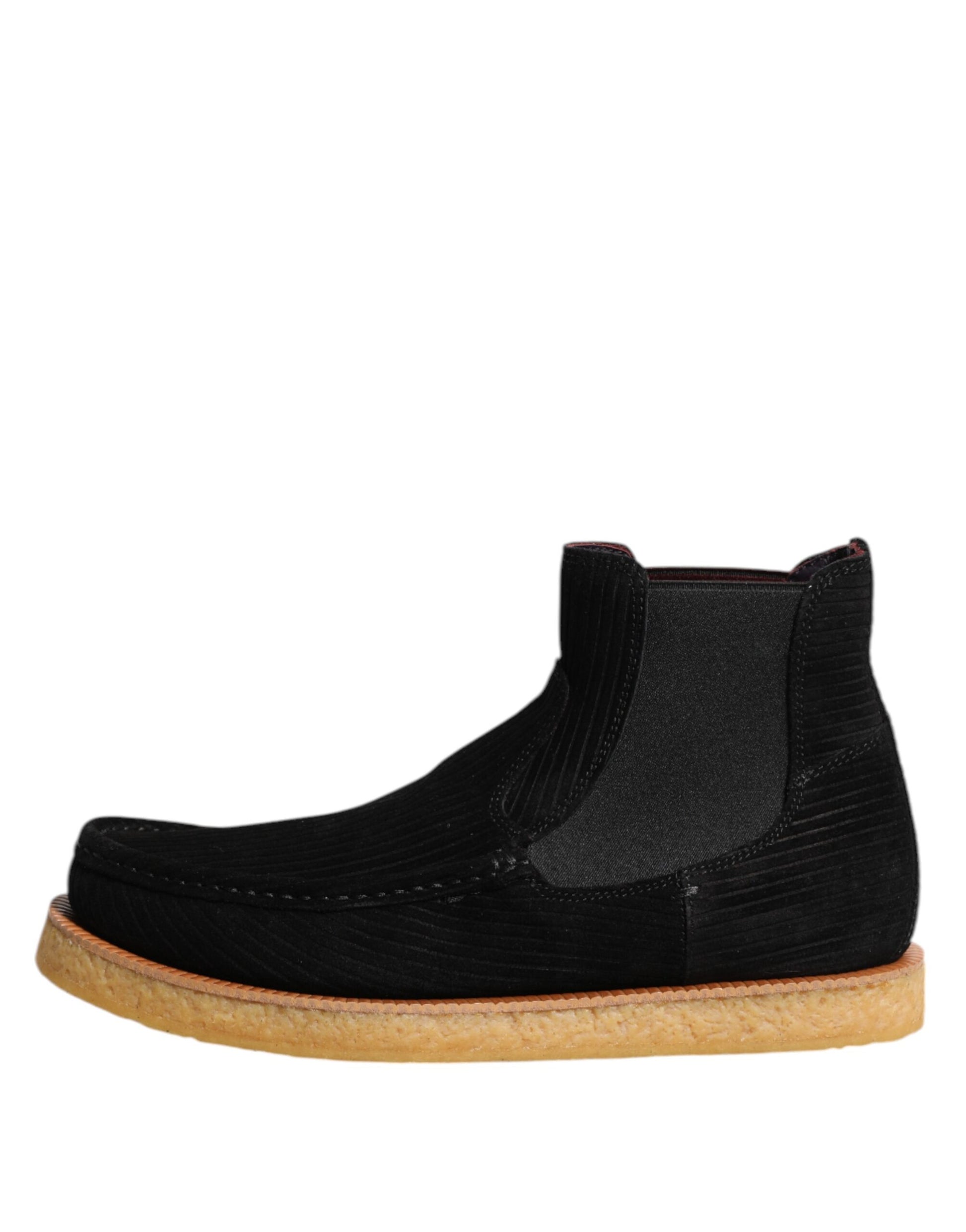 Dolce & Gabbana Black Calf Suede Slip On Ankle Boots Shoes - ClickThatClicks 