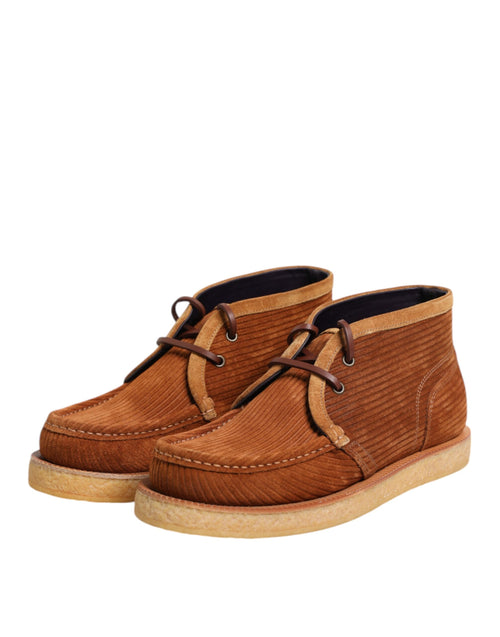 Dolce & Gabbana Brown Suede Nubuck Leather Desert Ankle Boots Shoes - ClickThatClicks 