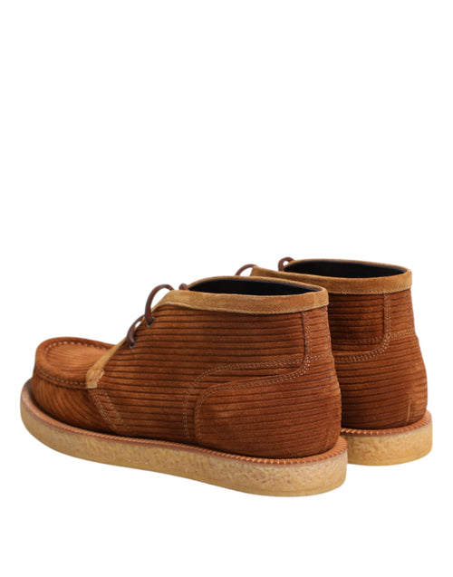 Dolce & Gabbana Brown Suede Nubuck Leather Desert Ankle Boots Shoes - ClickThatClicks 
