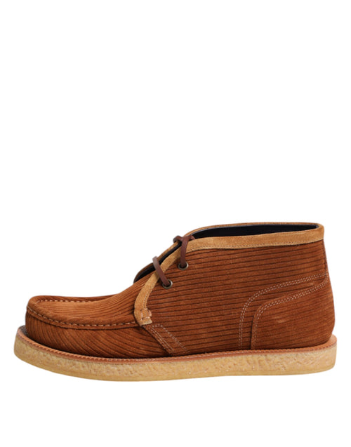 Dolce & Gabbana Brown Suede Nubuck Leather Desert Ankle Boots Shoes - ClickThatClicks 