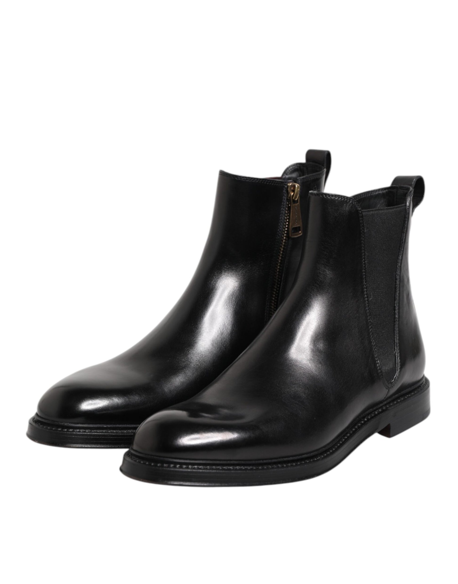 Dolce & Gabbana Black Chelsea Leather Mid Calf Boots Shoes - ClickThatClicks 