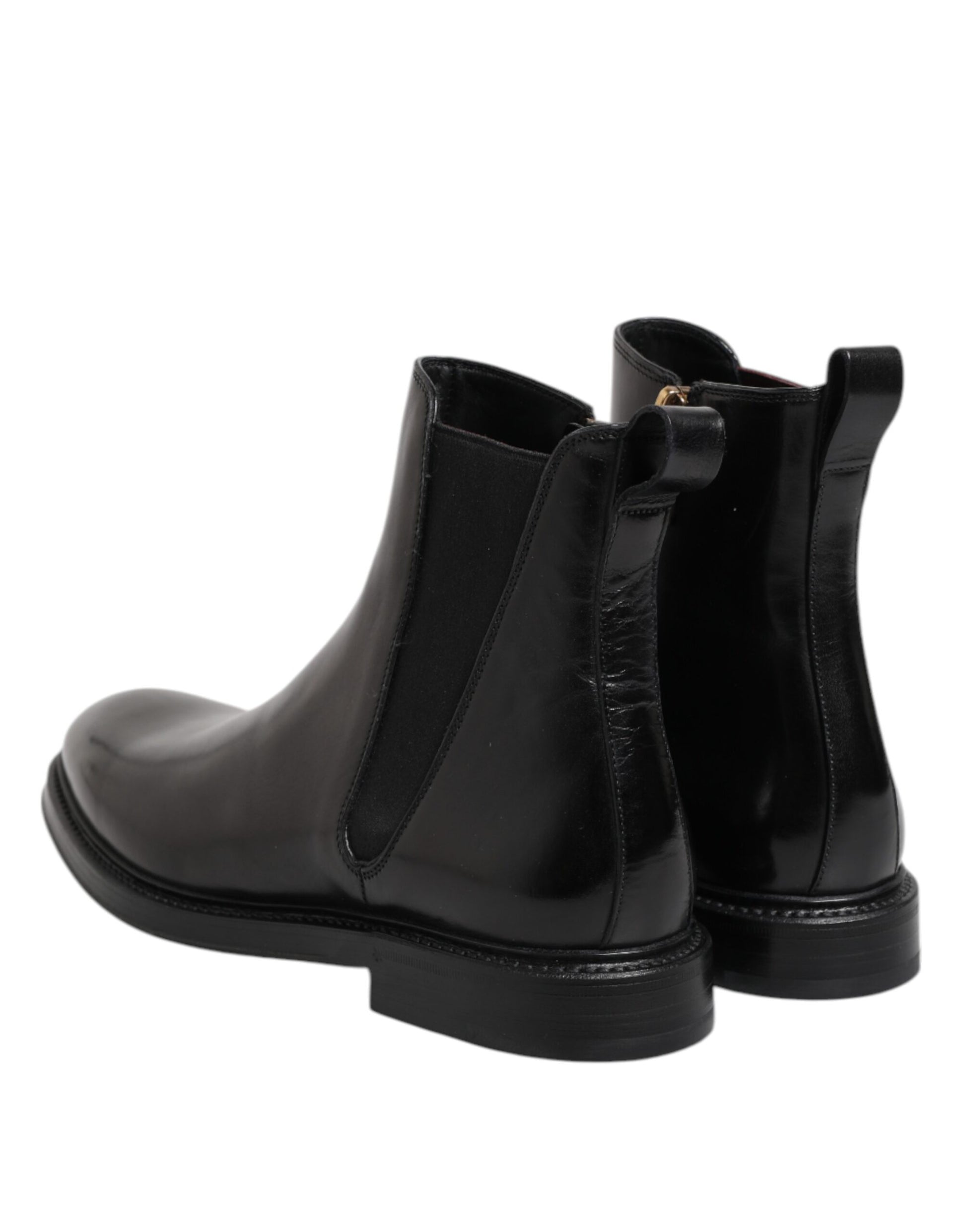 Dolce & Gabbana Black Chelsea Leather Mid Calf Boots Shoes - ClickThatClicks 