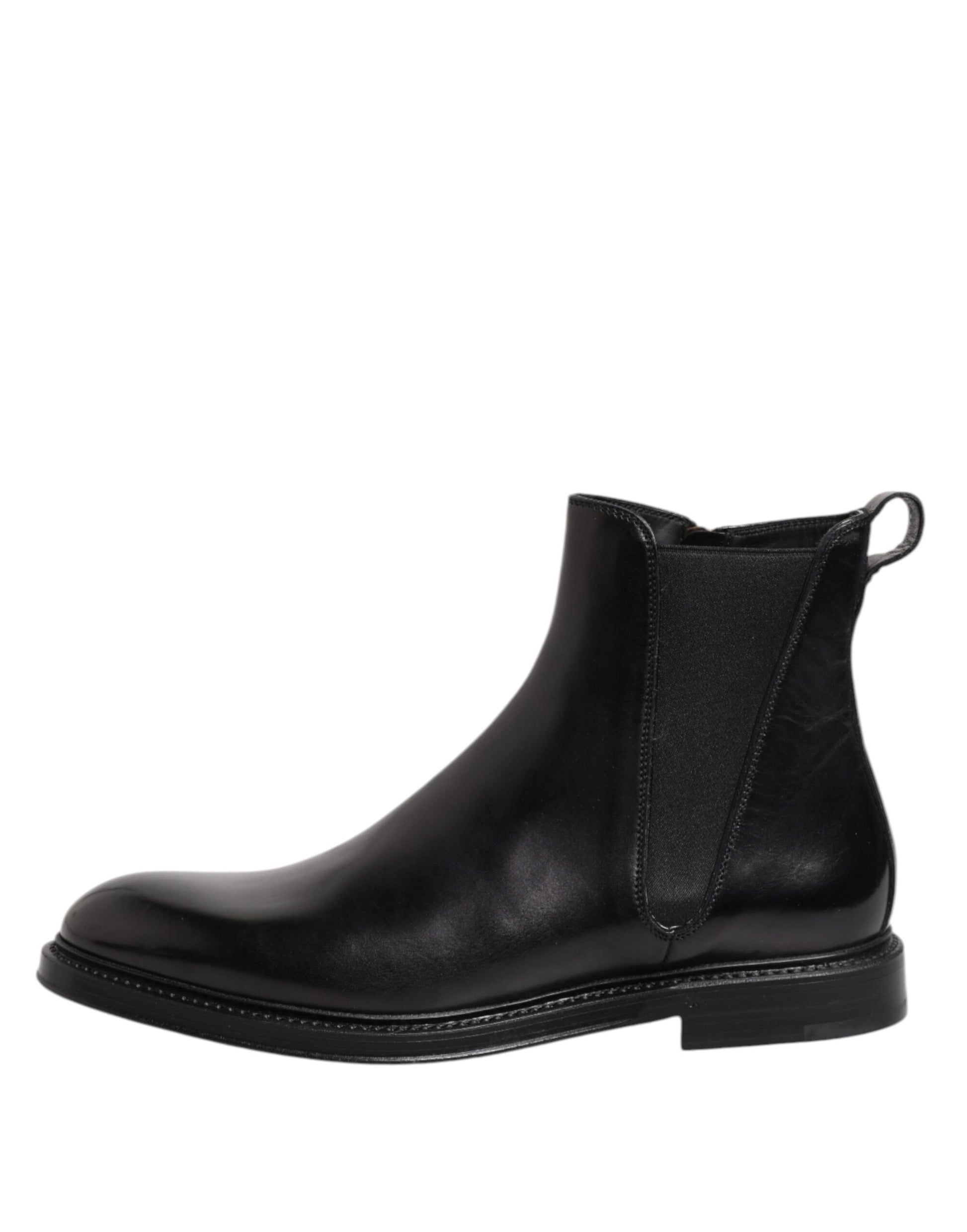 Dolce & Gabbana Black Chelsea Leather Mid Calf Boots Shoes - ClickThatClicks 