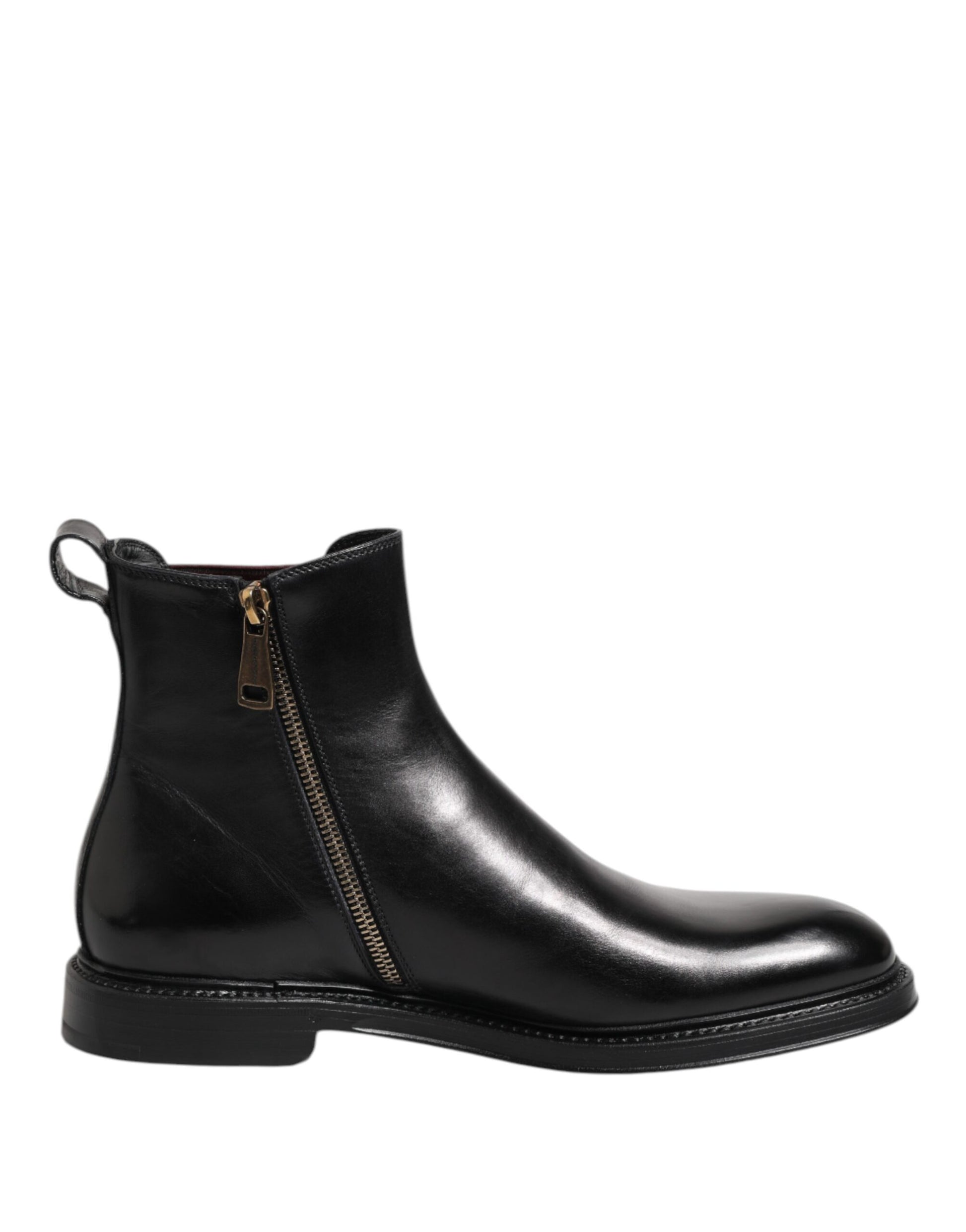Dolce & Gabbana Black Chelsea Leather Mid Calf Boots Shoes - ClickThatClicks 