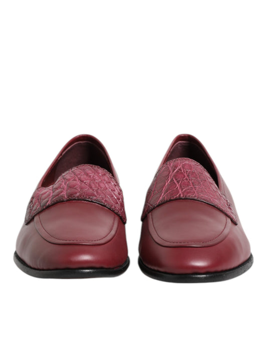 Dolce & Gabbana Burgundy Leather Formal Slip On Shoes - ClickThatClicks 