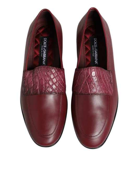 Dolce & Gabbana Burgundy Leather Formal Slip On Shoes - ClickThatClicks 