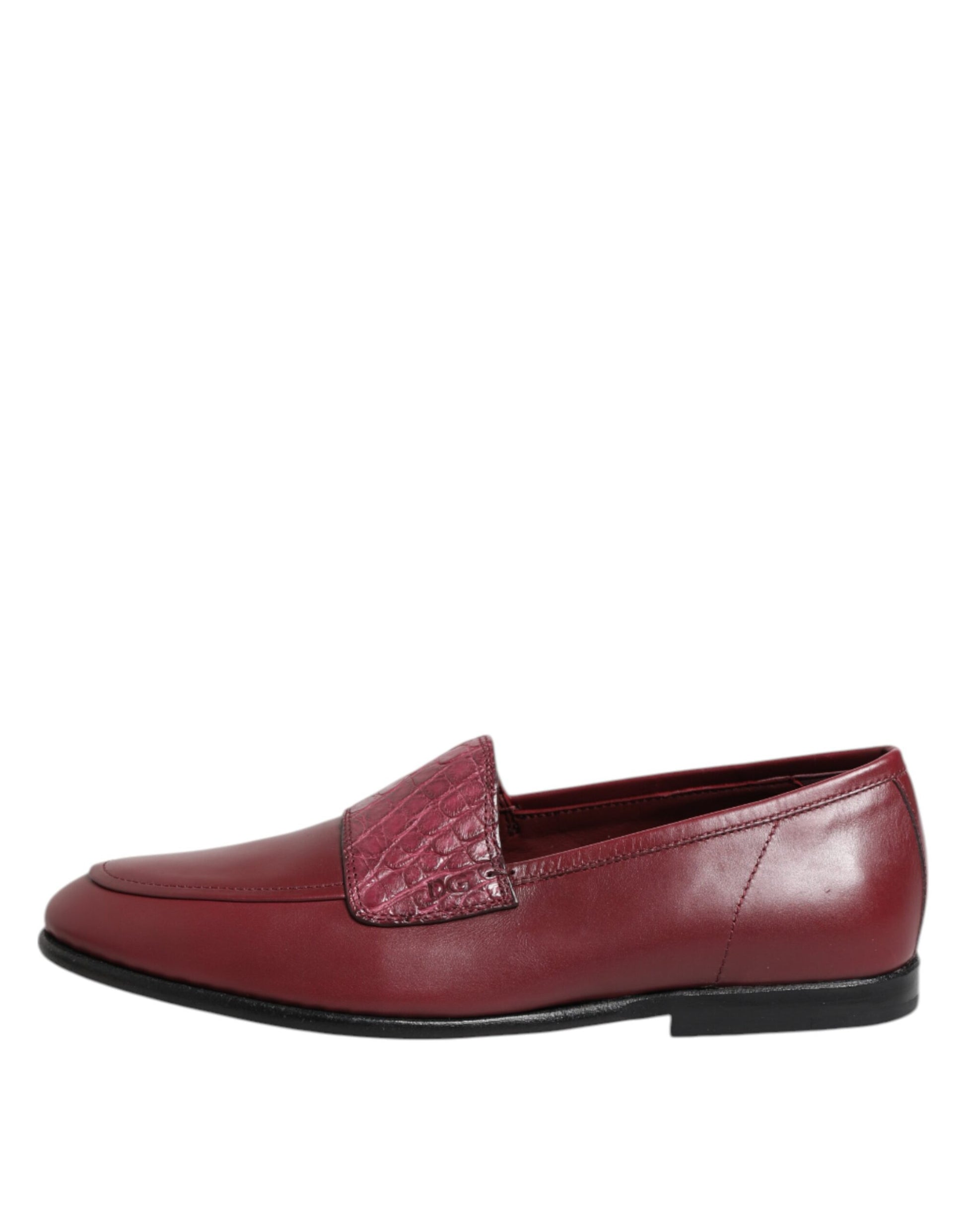 Dolce & Gabbana Burgundy Leather Formal Slip On Shoes - ClickThatClicks 