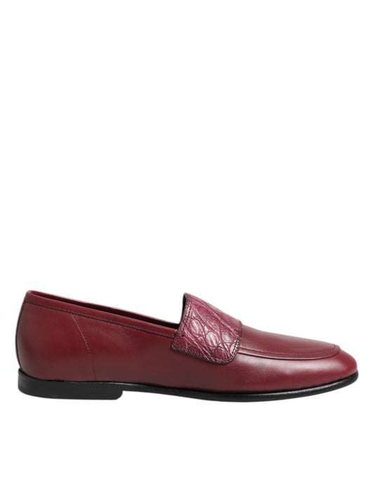 Dolce & Gabbana Burgundy Leather Formal Slip On Shoes - ClickThatClicks 