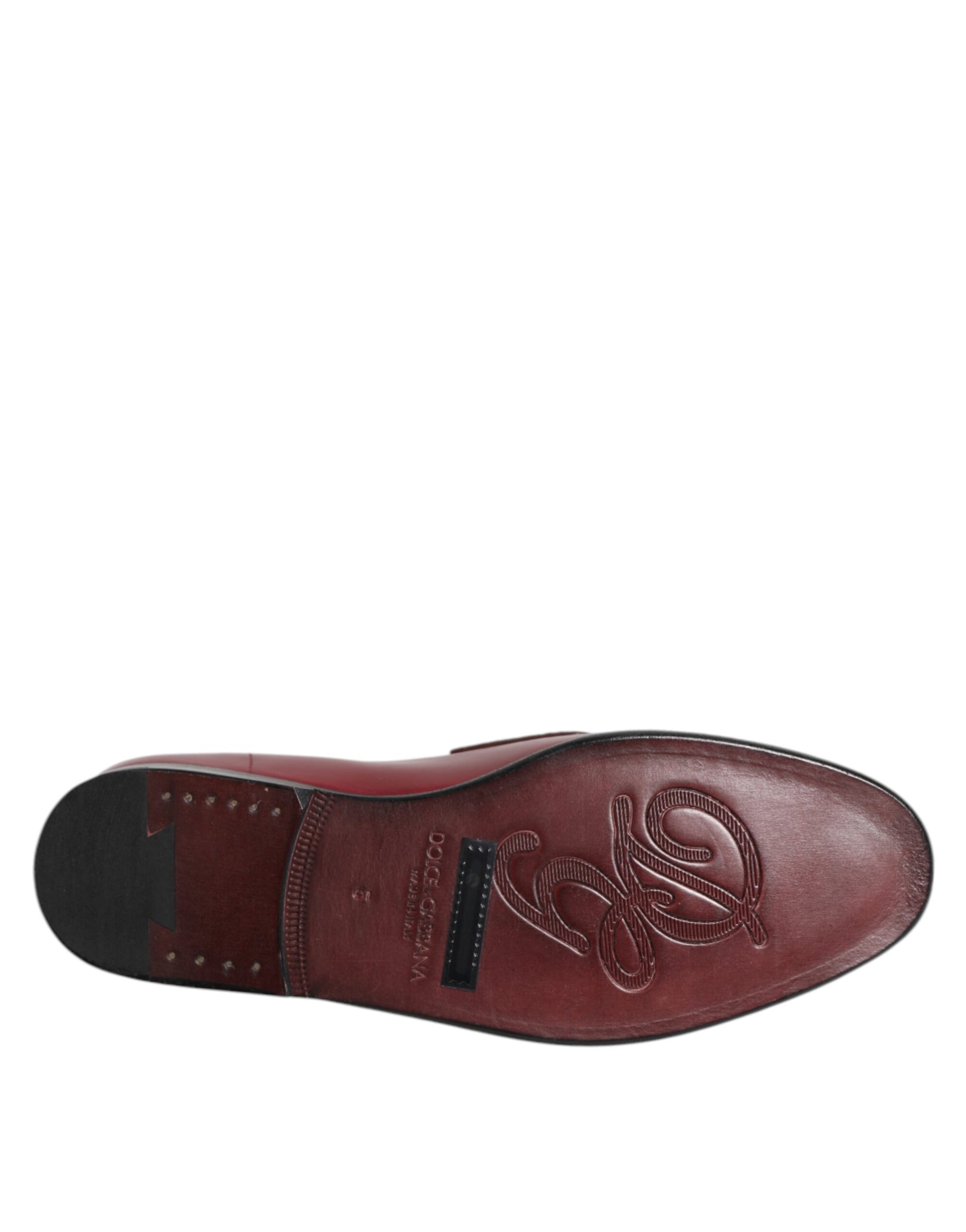 Dolce & Gabbana Burgundy Leather Formal Slip On Shoes - ClickThatClicks 