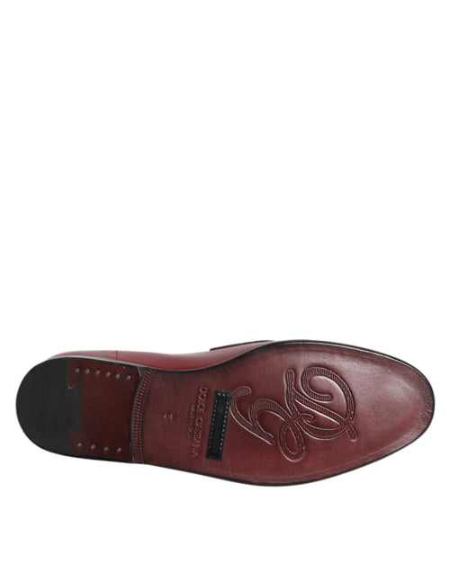 Dolce & Gabbana Burgundy Leather Formal Slip On Shoes - ClickThatClicks 