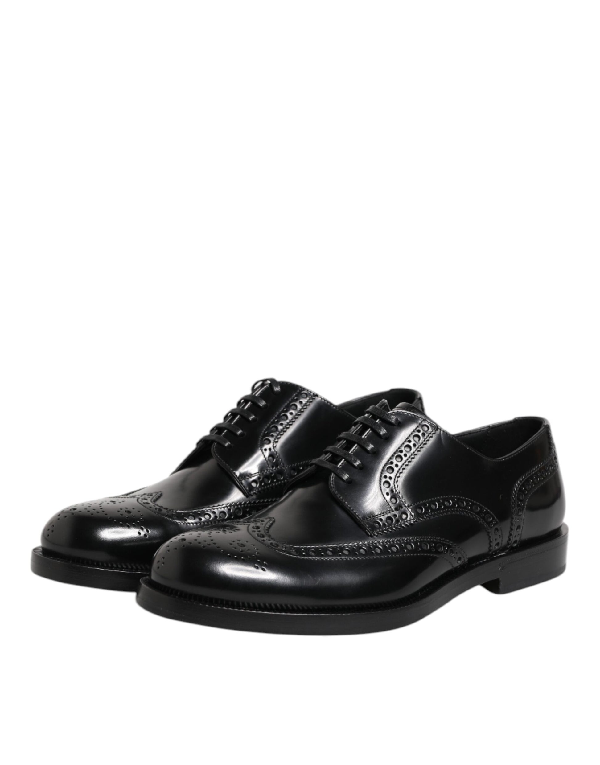 Dolce & Gabbana Black Leather Derby Wingtip Formal Shoes - ClickThatClicks 