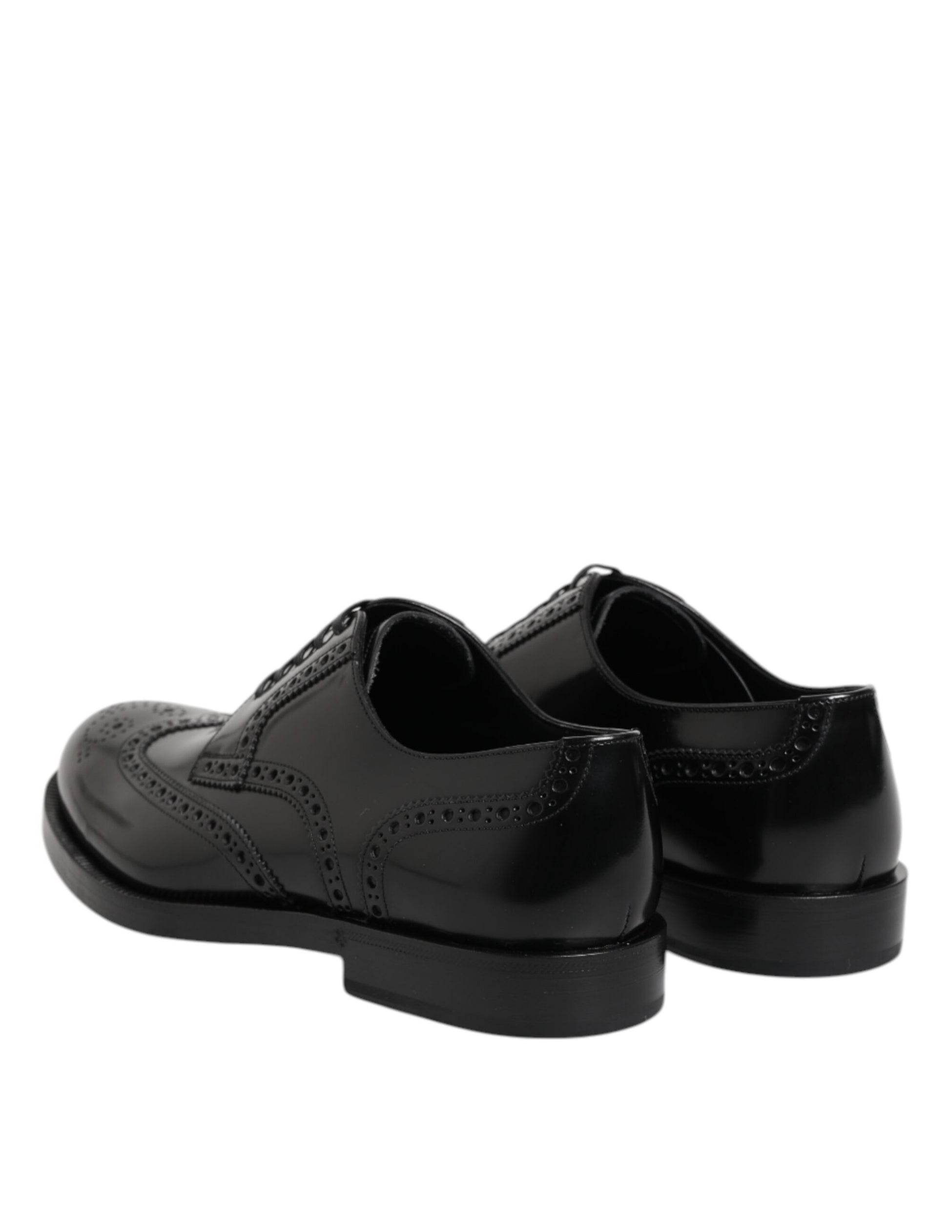 Dolce & Gabbana Black Leather Derby Wingtip Formal Shoes - ClickThatClicks 