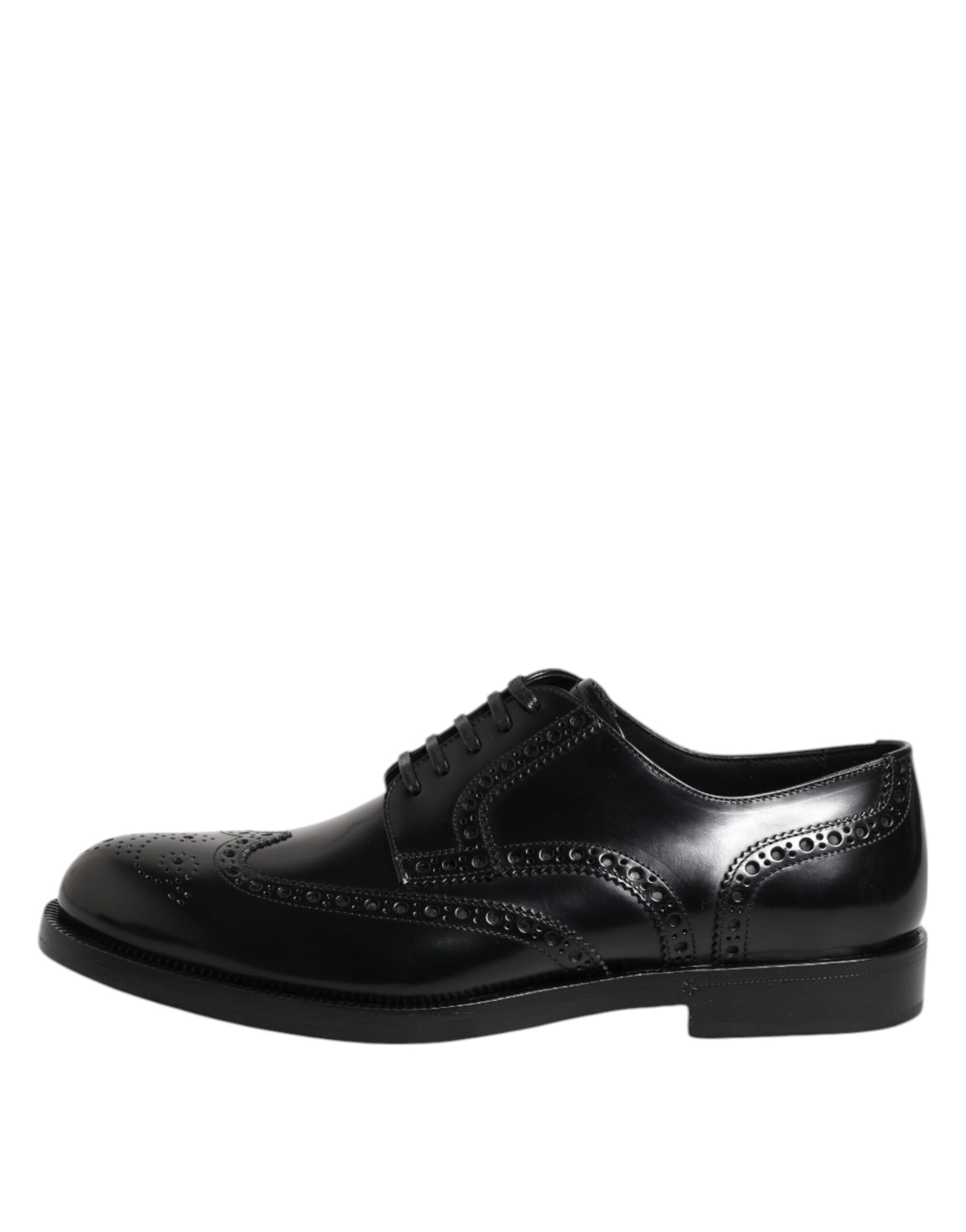 Dolce & Gabbana Black Leather Derby Wingtip Formal Shoes - ClickThatClicks 
