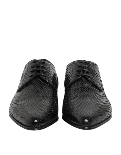 Dolce & Gabbana Black Exotic Leather Lace Up Derby Shoes - ClickThatClicks 