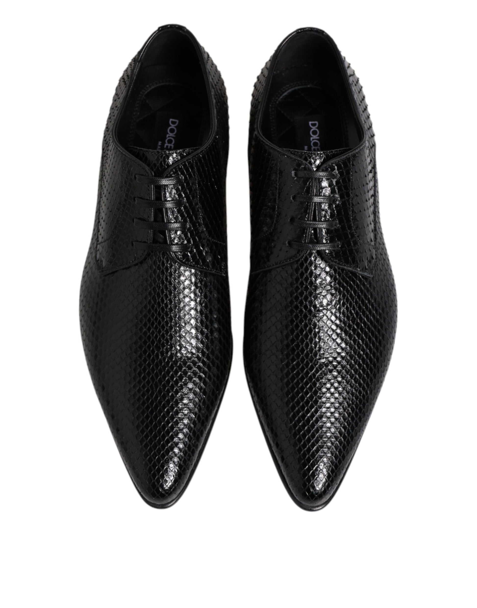 Dolce & Gabbana Black Exotic Leather Lace Up Derby Shoes - ClickThatClicks 