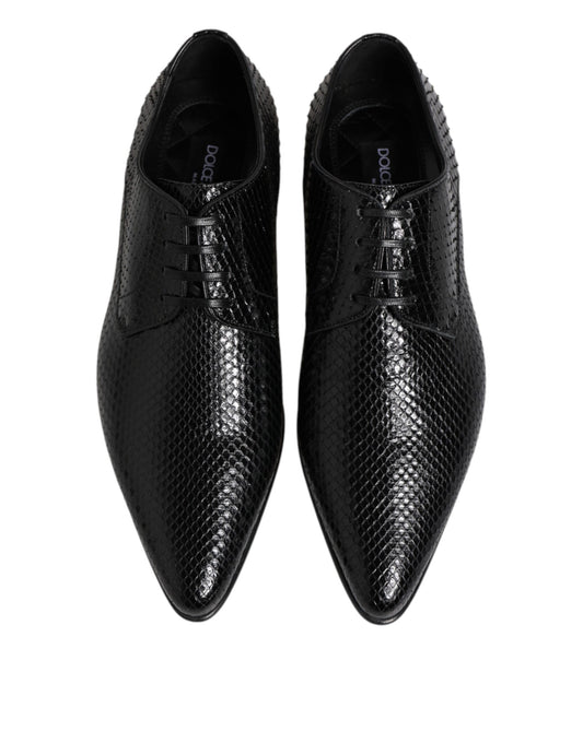 Dolce & Gabbana Black Exotic Leather Lace Up Derby Shoes - ClickThatClicks 