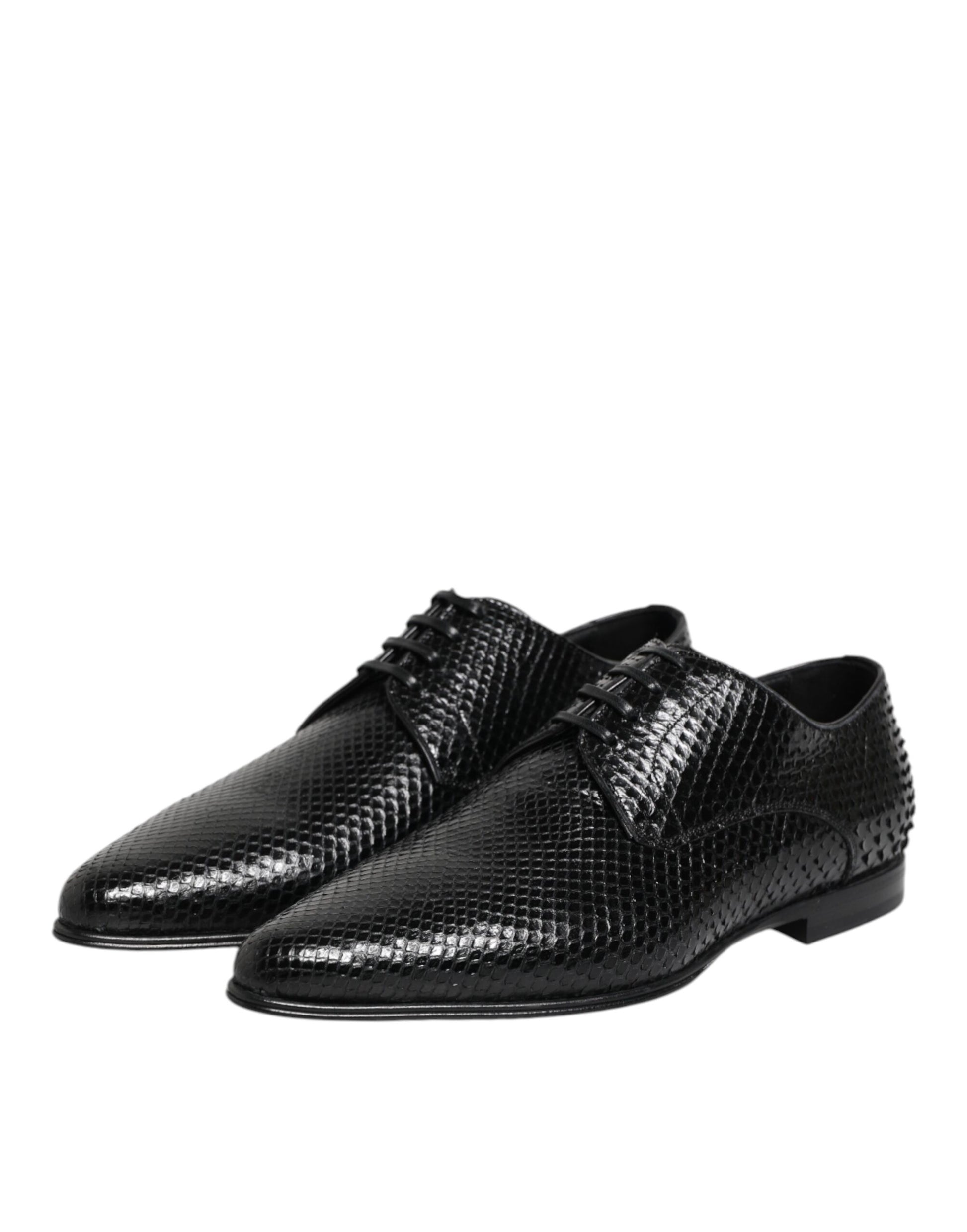 Dolce & Gabbana Black Exotic Leather Lace Up Derby Shoes - ClickThatClicks 