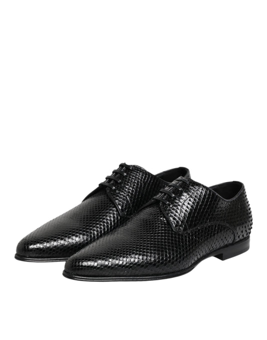 Dolce & Gabbana Black Exotic Leather Lace Up Derby Shoes - ClickThatClicks 