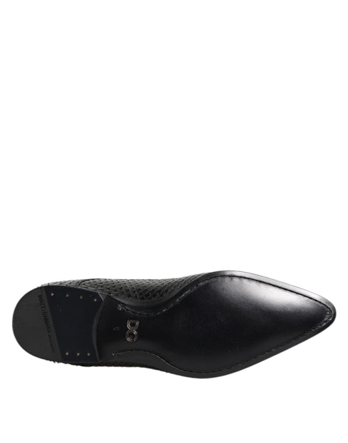 Dolce & Gabbana Black Exotic Leather Lace Up Derby Shoes - ClickThatClicks 