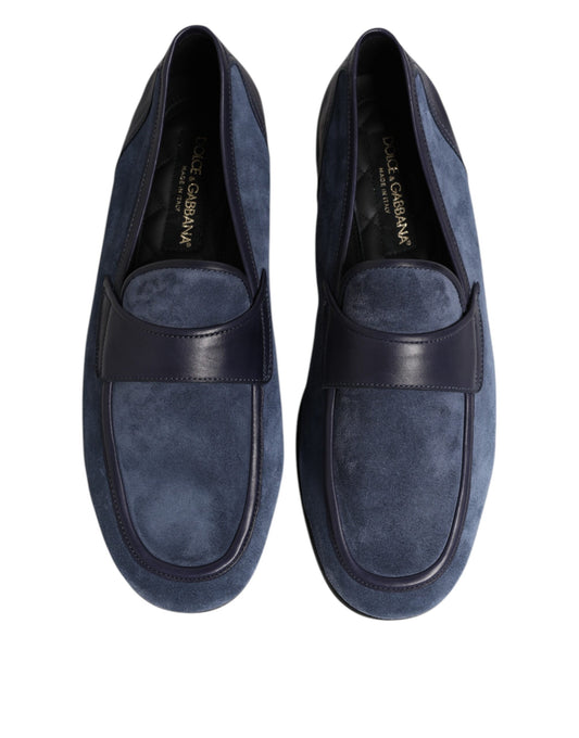 Dolce & Gabbana Blue Suede Leather Loafers Moccasin Shoes - ClickThatClicks 