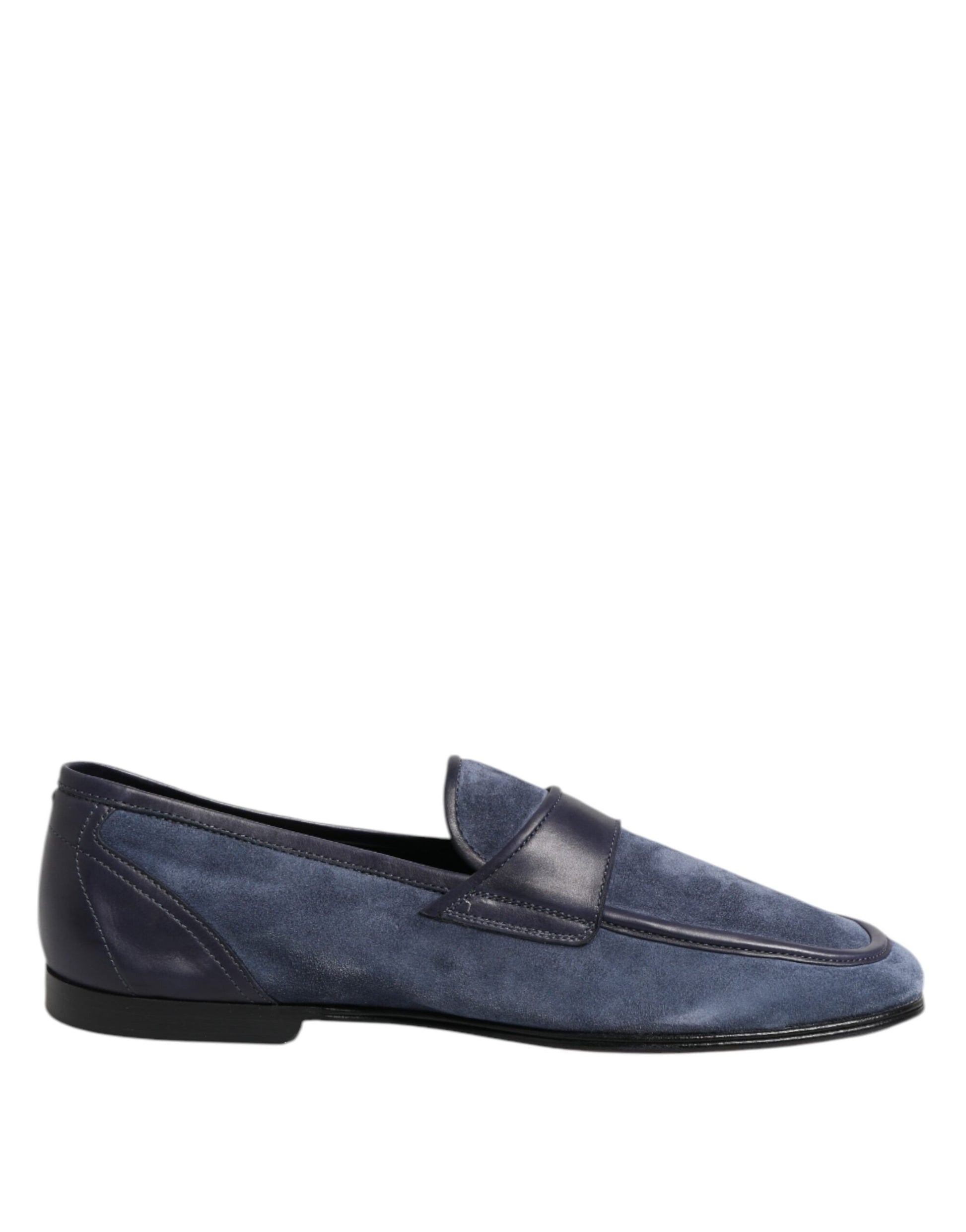 Dolce & Gabbana Blue Suede Leather Loafers Moccasin Shoes - ClickThatClicks 
