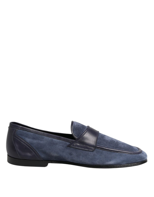 Dolce & Gabbana Blue Suede Leather Loafers Moccasin Shoes - ClickThatClicks 