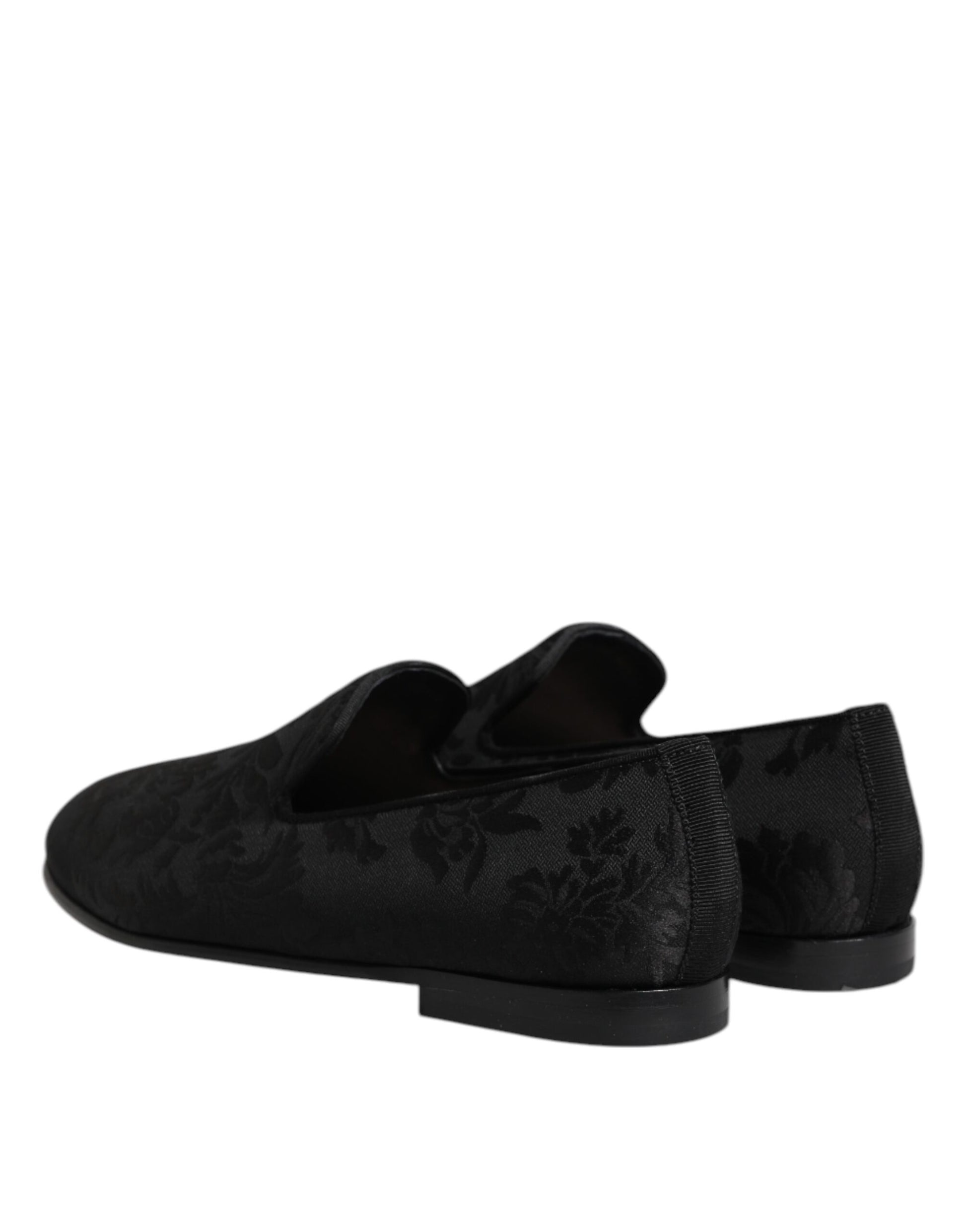 Dolce & Gabbana Black Floral Brocade Loafers Men Dress Shoes - ClickThatClicks 