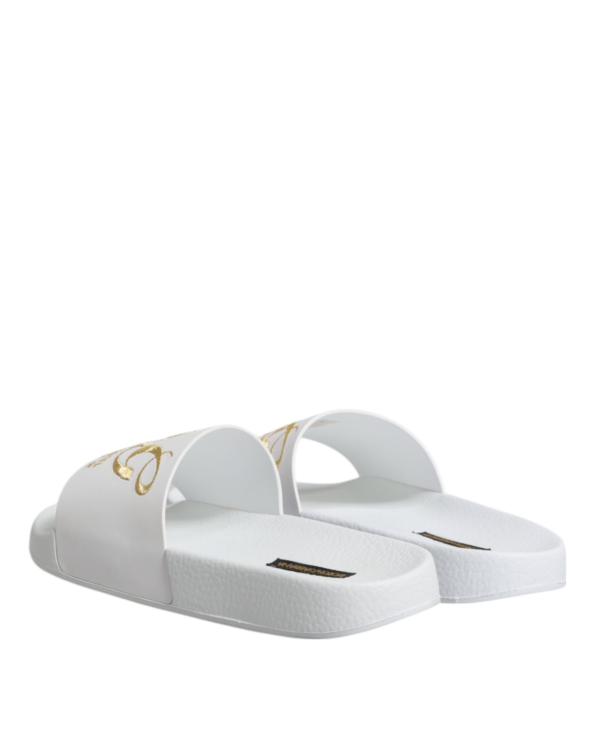 Dolce & Gabbana White Leather Slides Sandals Beachwear Shoes - ClickThatClicks 