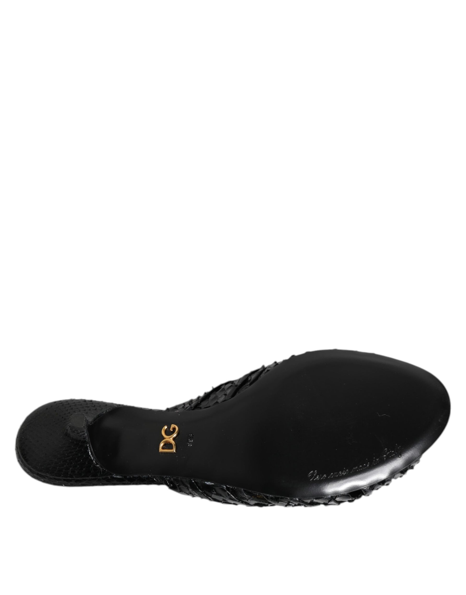 Dolce & Gabbana Black Leather Heels Slides Sandals Shoes - ClickThatClicks 