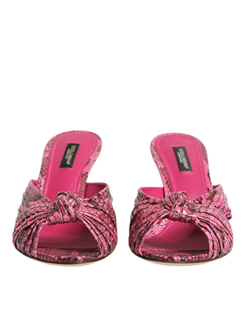 Dolce & Gabbana Pink Leather Heels Slides Sandals Shoes - ClickThatClicks 