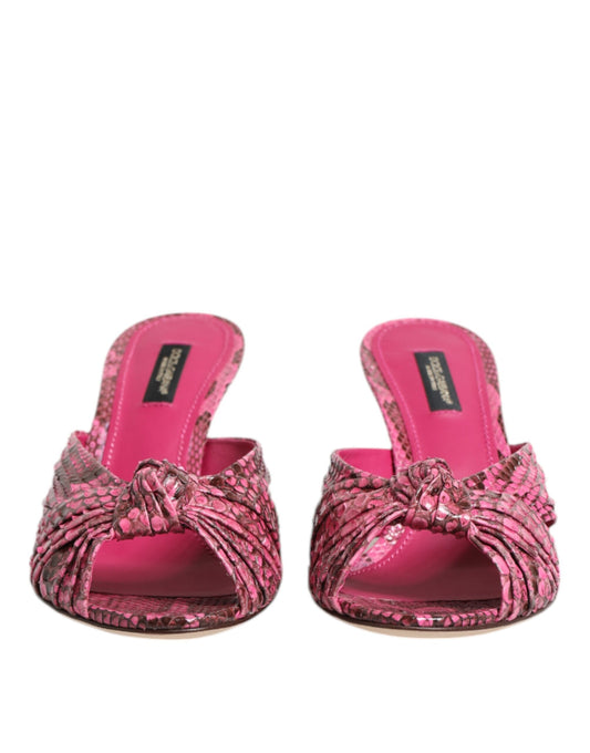 Dolce & Gabbana Pink Leather Heels Slides Sandals Shoes - ClickThatClicks 