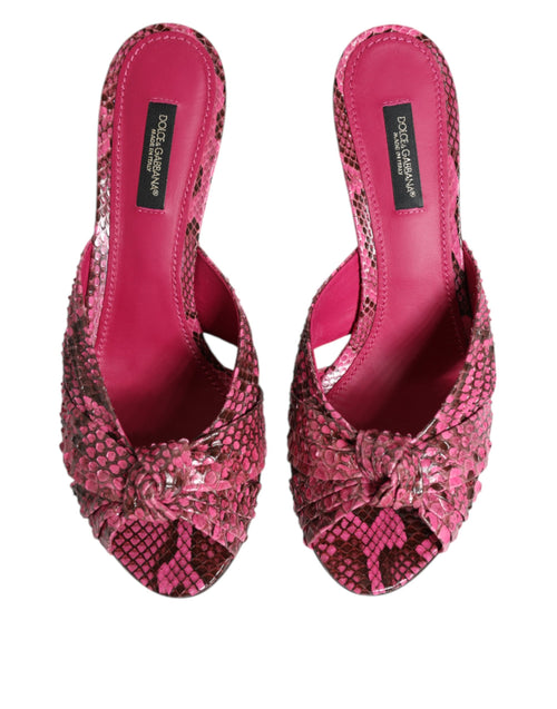 Dolce & Gabbana Pink Leather Heels Slides Sandals Shoes - ClickThatClicks 