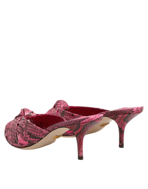 Dolce & Gabbana Pink Leather Heels Slides Sandals Shoes - ClickThatClicks 