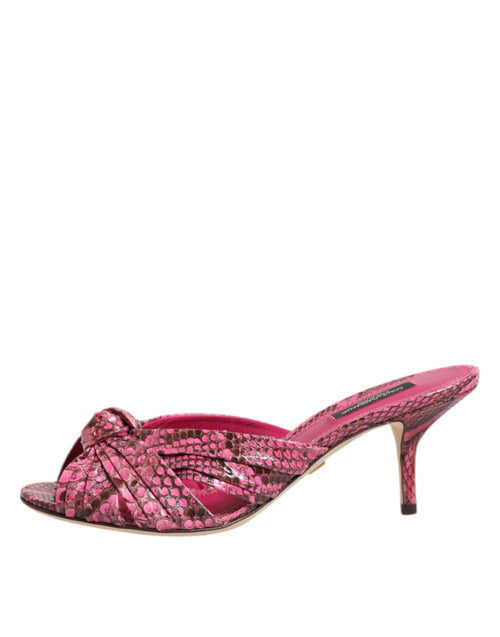 Dolce & Gabbana Pink Leather Heels Slides Sandals Shoes - ClickThatClicks 
