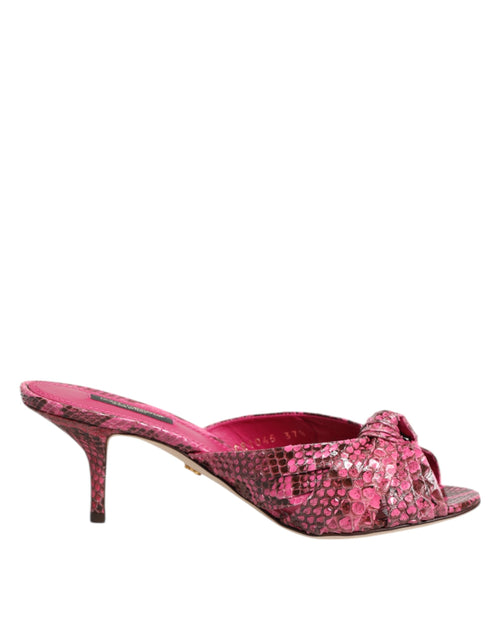 Dolce & Gabbana Pink Leather Heels Slides Sandals Shoes - ClickThatClicks 