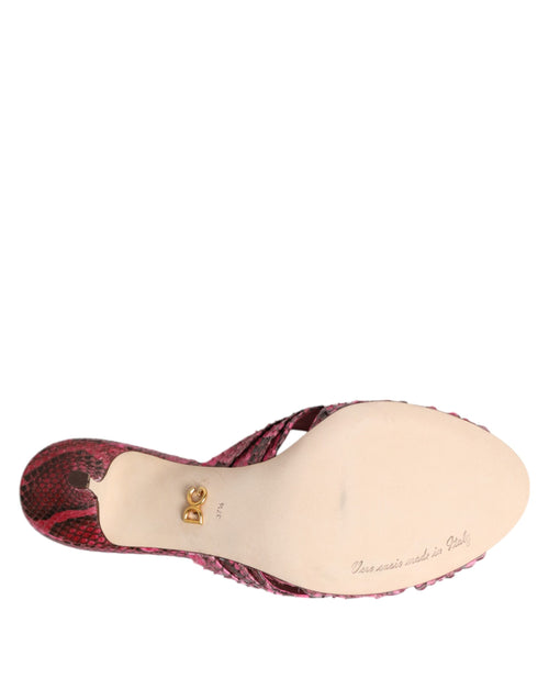 Dolce & Gabbana Pink Leather Heels Slides Sandals Shoes - ClickThatClicks 