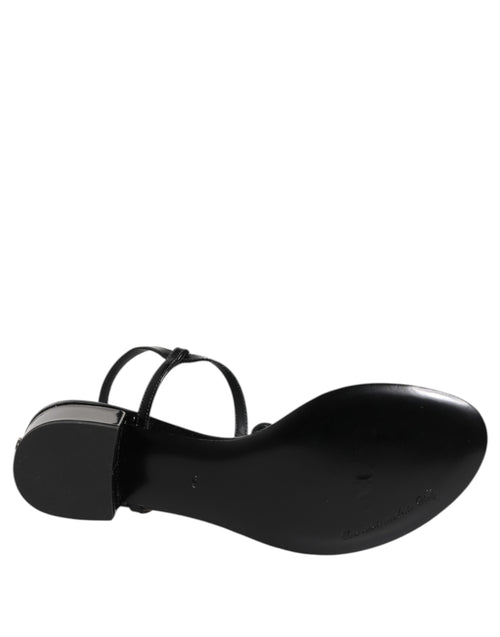 Dolce & Gabbana Black Leather Crystal Ankle Strap Sandals Shoes - ClickThatClicks 