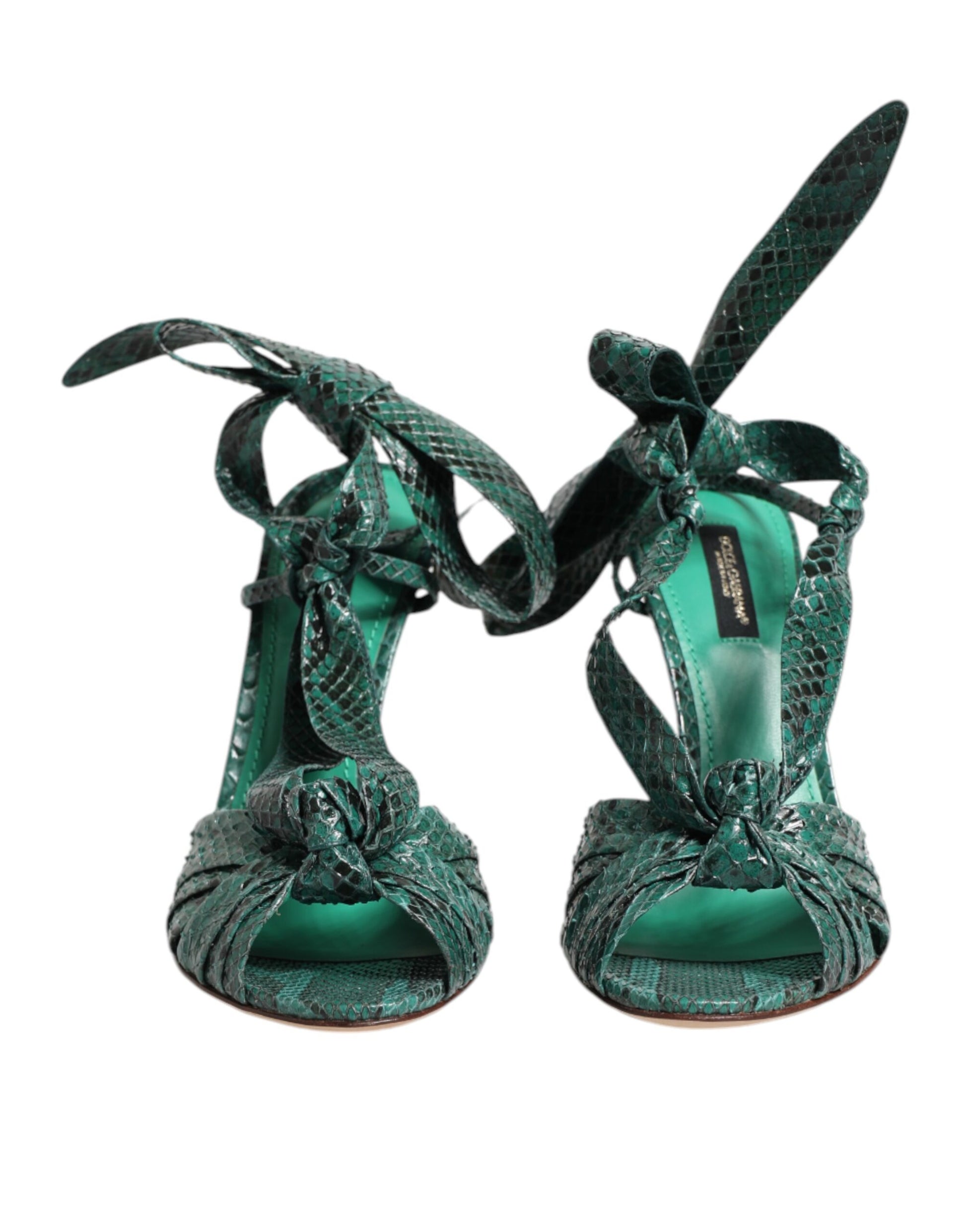 Dolce & Gabbana Green Python Leather Heels Sandals Shoes - ClickThatClicks 