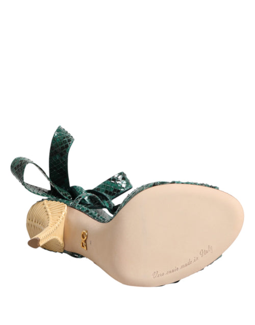 Dolce & Gabbana Green Python Leather Heels Sandals Shoes - ClickThatClicks 