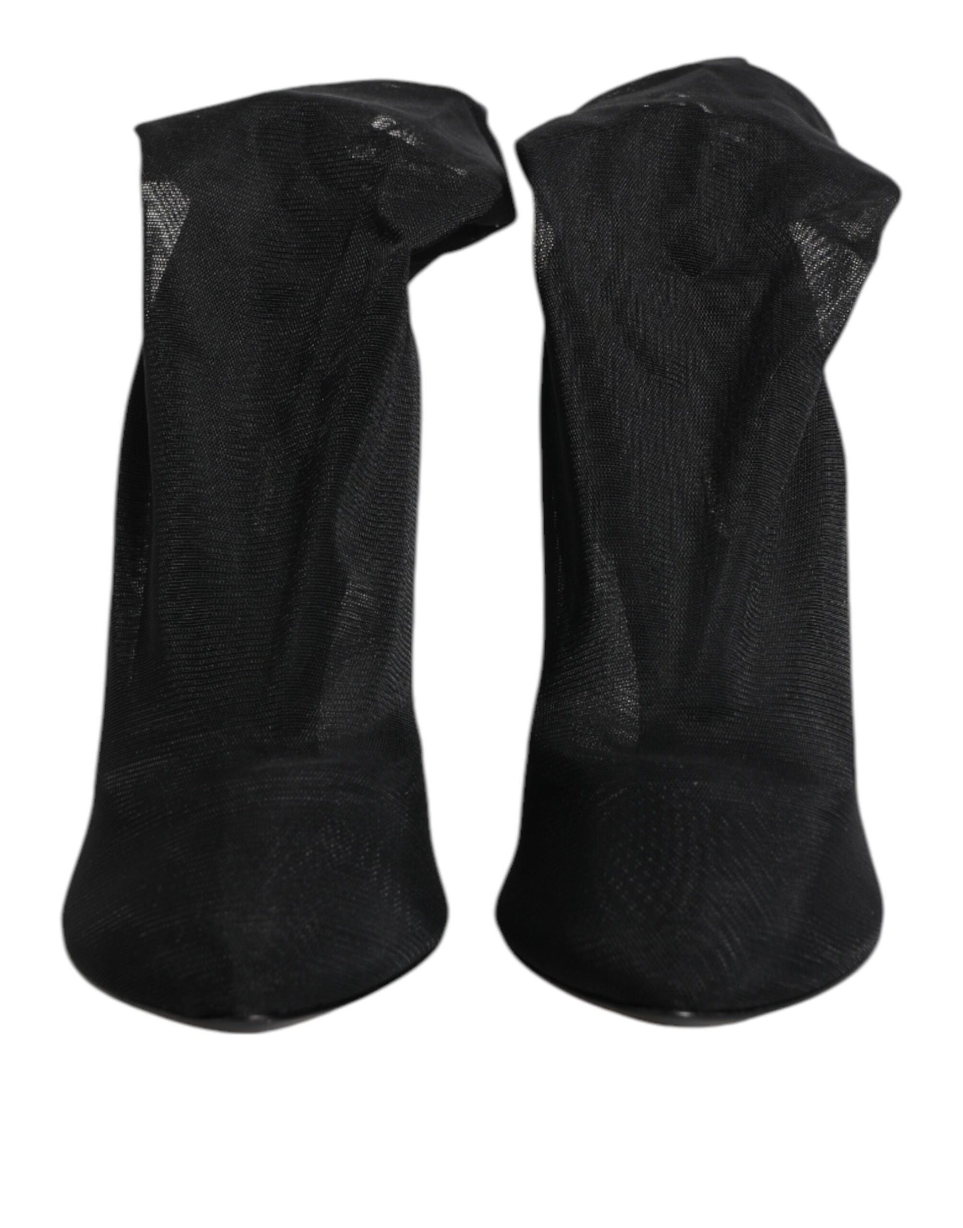 Dolce & Gabbana Black Silk Stretch Mesh Sock Boots Shoes - ClickThatClicks 
