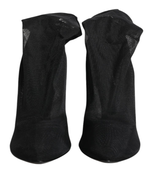 Dolce & Gabbana Black Silk Stretch Mesh Sock Boots Shoes - ClickThatClicks 