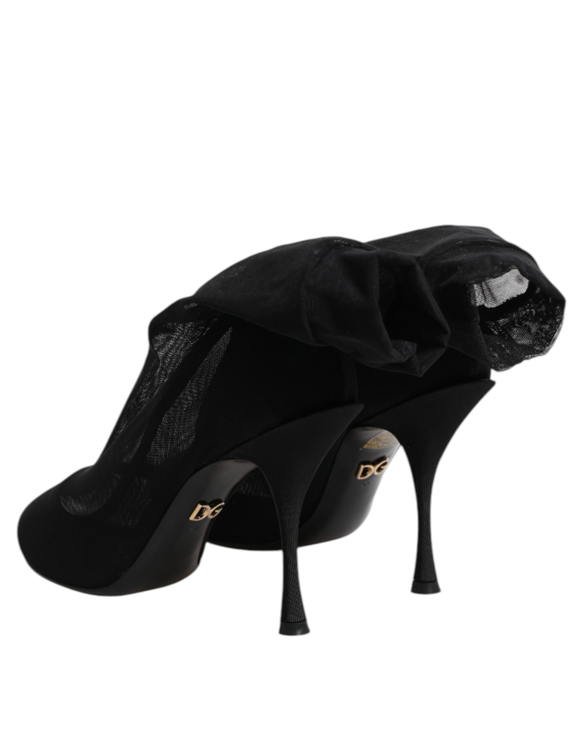 Dolce & Gabbana Black Silk Stretch Mesh Sock Boots Shoes - ClickThatClicks 