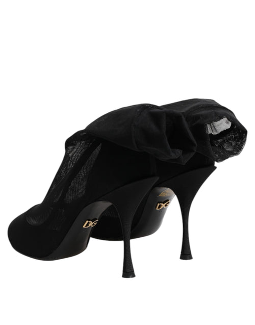 Dolce & Gabbana Black Silk Stretch Mesh Sock Boots Shoes - ClickThatClicks 
