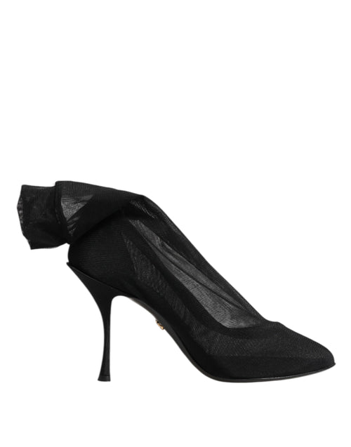 Dolce & Gabbana Black Silk Stretch Mesh Sock Boots Shoes - ClickThatClicks 