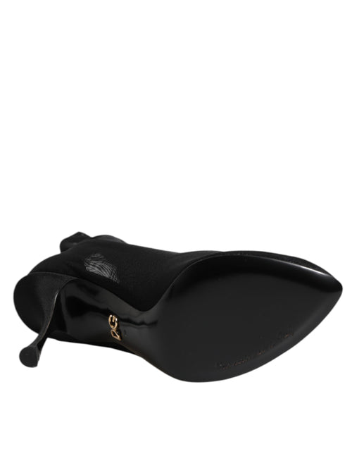 Dolce & Gabbana Black Silk Stretch Mesh Sock Boots Shoes - ClickThatClicks 