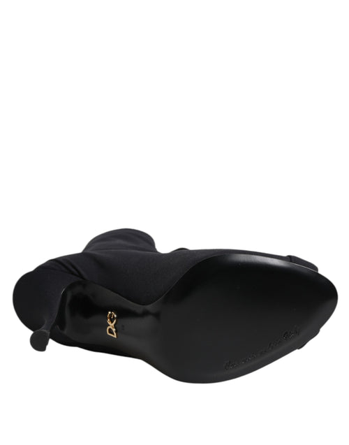 Dolce & Gabbana Black Stiletto Heels Lace Up Boots Shoes - ClickThatClicks 