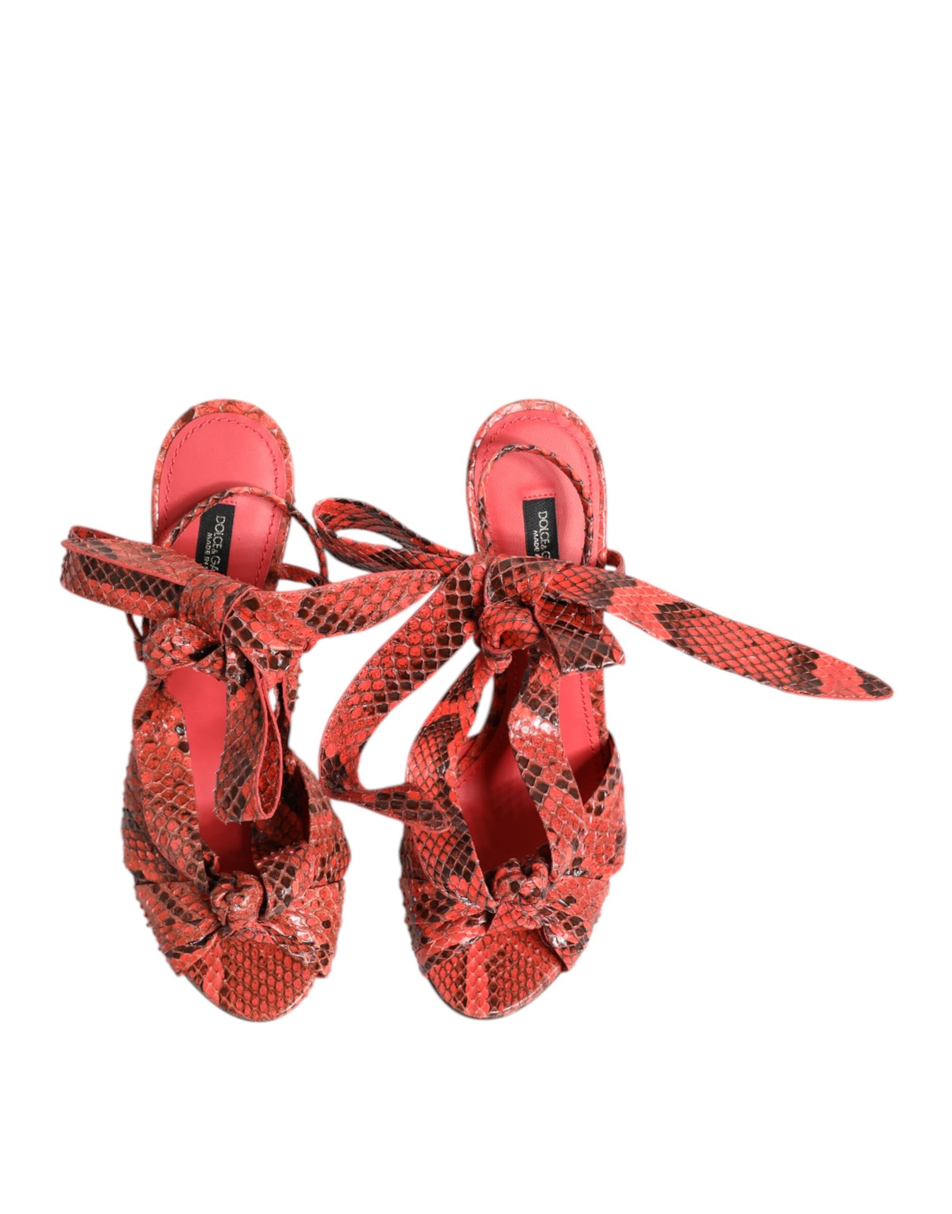 Dolce & Gabbana Coral Python Leather Heels Sandals Shoes - ClickThatClicks 