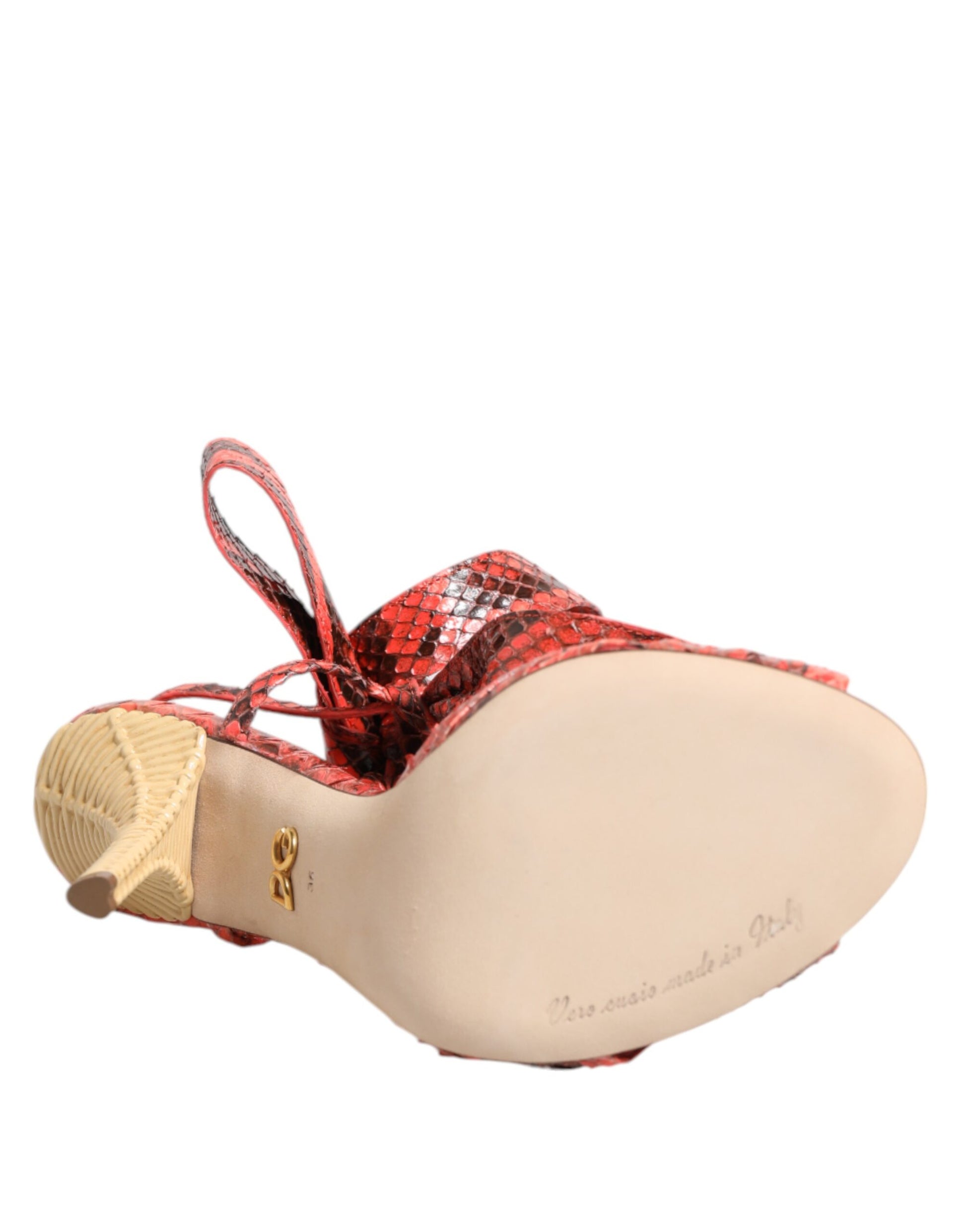 Dolce & Gabbana Coral Python Leather Heels Sandals Shoes - ClickThatClicks 