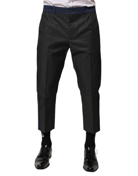 Dolce & Gabbana Gray Blue Cotton 3/4 Chinos Crop Trouser Pants - ClickThatClicks 