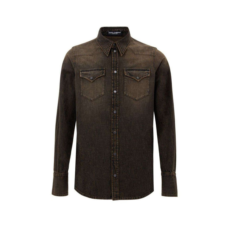 Dolce & Gabbana Brown Denim Shirt